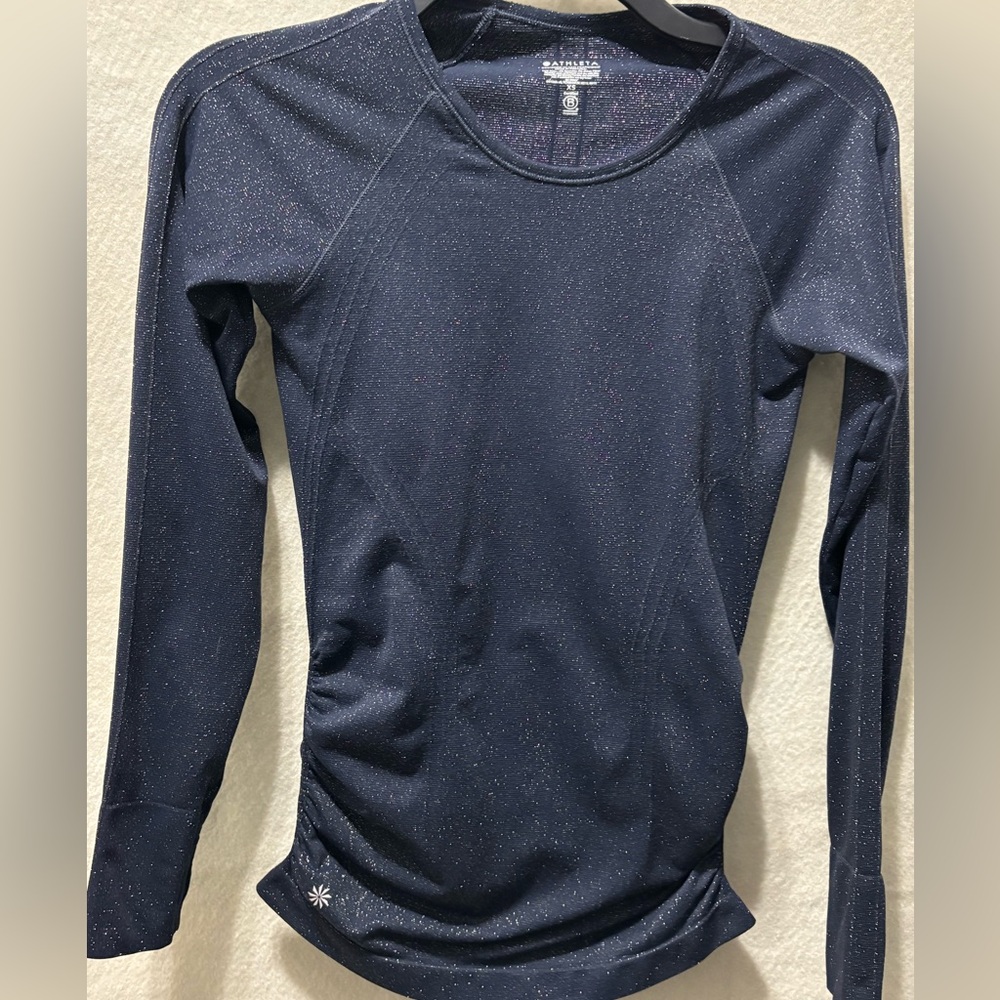 Athleta XS Gym Navy Speedlight Glow Sparkle  Workout Lounge Athleisure